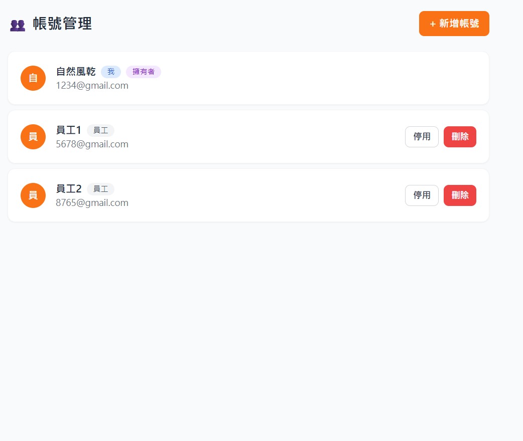 員工管理頁面
